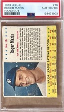 1963 Roger Maris Card - Jell-o - Hand Cut - Rare!! - PSA Authentic- NYY Legend!