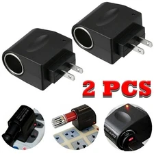 2PCS AC Wall Power to DC Car Charger Cigarette Lighter Converter Adapter US Plug