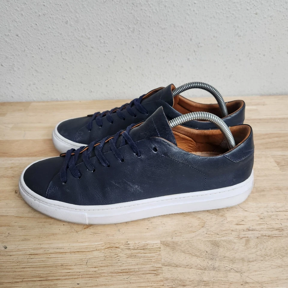 Beckett Simonon Shoes Men 8.5 Reid Sneakers Blue Leather Lace Up - Image 3 of 4