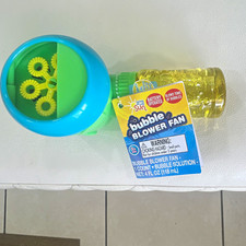 Sunny Battery Operated Bubble Blower Fan with 4 fl oz Bubble Solution