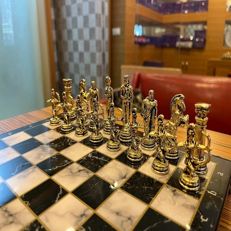 Chess Set Handmade Mythology Wooden Board | Collector’s Gift | Decorative  Piece - Image 4 of 4