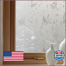 OHTMERU Stained Glass Window Privacy Film, Door Bathroom Static Cling, 23.6x78.7