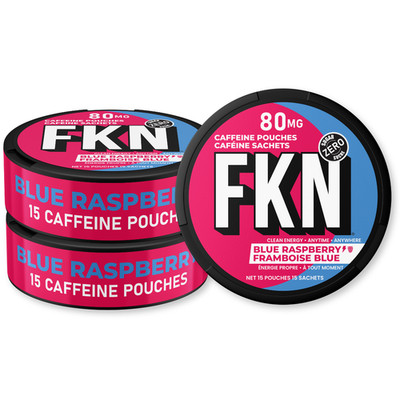 FKN Caffeine Pouches   Blue Raspberry - (3 Cans) - 80MG Clean Energy & Focus