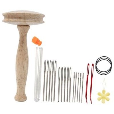 Darning Mushroom Tool with 17 Sewing Darning Needle and Threader for Sewing