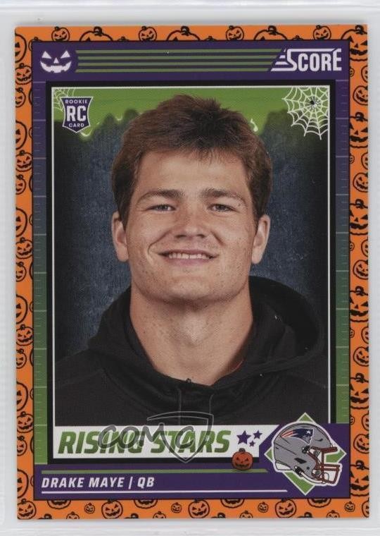 2024 Panini Score-A-Treat Rising Stars Orange Pumpkins Drake Maye #17 Rookie RC