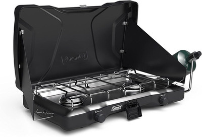 TRITON 2-BURNER PROPANE STOVE-PORTABLE CAMPING COOKTOP WITH 2 ADJUSTABLE BURNERS