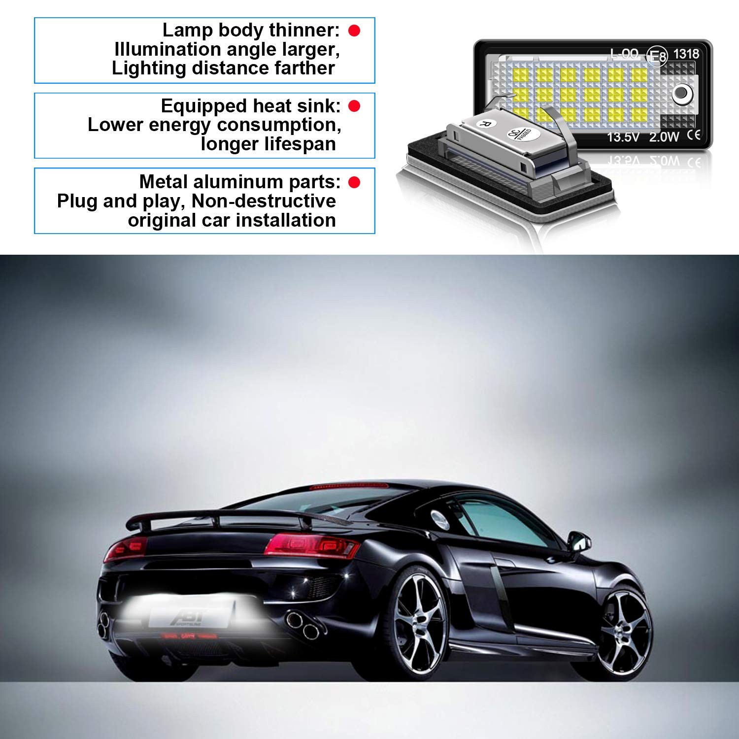 WinPower - LED Luci Targa per Auto Lampada Targa 3582 Smd con CANBUS Nessun Errore 6000k - Miniatura 4