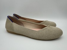 Rothy s The Flat Women s Light Gold Metallic Round Toe Size 9.5 US