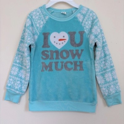 cold crush girls blue fleece plush Christmas graphic slouch sweatshirt Small
