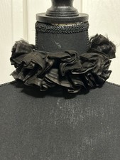 Antique Hand Made Neck Collar Black Ruffle Mourning