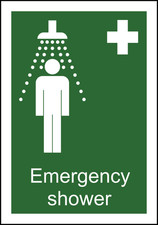 Emergency Shower Caution Warning Sign Self Adhesive Vinyl Sticker