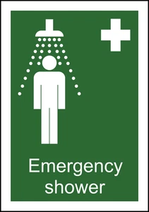 Emergency Shower Caution Warning Sign Self Adhesive Vinyl Sticker