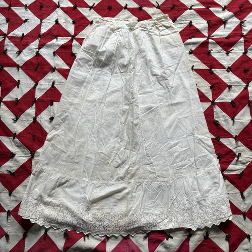 Vintage Antique White Cotton Petticoat Skirt Youth Size As Is Worn Lace Detail