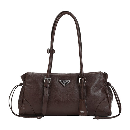PRADA $3850 Bonnie Medium Cocoa Antiqued Leather Tote Bag New & Authentic