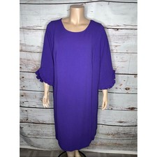 Catherines NWT Size 4X Purple Ruffle Sleeve Midi Length Shift Dress