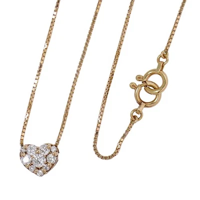 Diamante 0,30 quilates corazón colgante collar K18 oro rosa 38 cm 2,4 g - Imagen 1 de 4