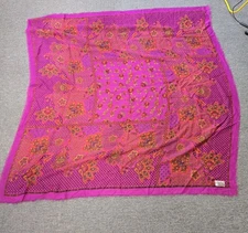 Liz Claiborne 100% Wool Vibrant Purple Paisley Scraf/ Wrap Fringed Hem