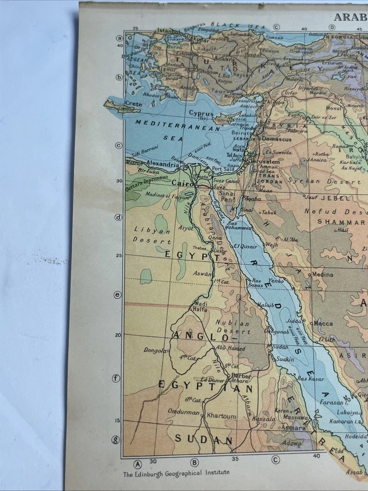 1950: Mapa de Arabia y Oriente Medio impresión física CN #73 vintage Foto 2 de 4