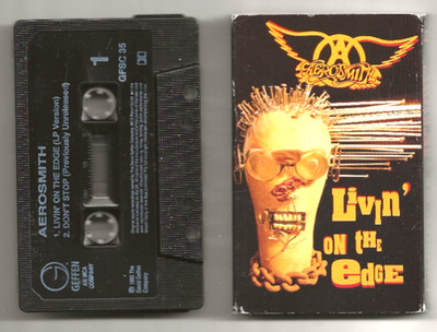 AEROSMITH LIVIN' ON THE EDGE UK CASSETTE SINGLE FROM 1993, UNPLAYED
