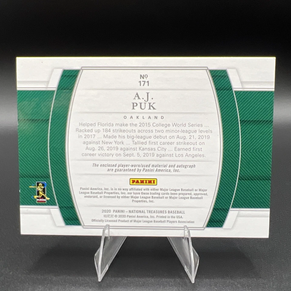 2020 Panini National Treasures - Rookie Material Signatures A.J. Puk  /49 - Image 2 of 2