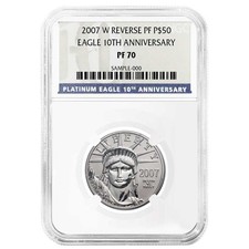 2007-W Reverse Proof $50 American Platinum Eagle 1/2 oz NGC PF70 10th 2590.00 per troy oz