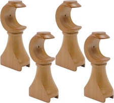 4-Pack Wood Curtain Rod Brackets,Return End Brackets for 1-2/5" Pole for Curtain