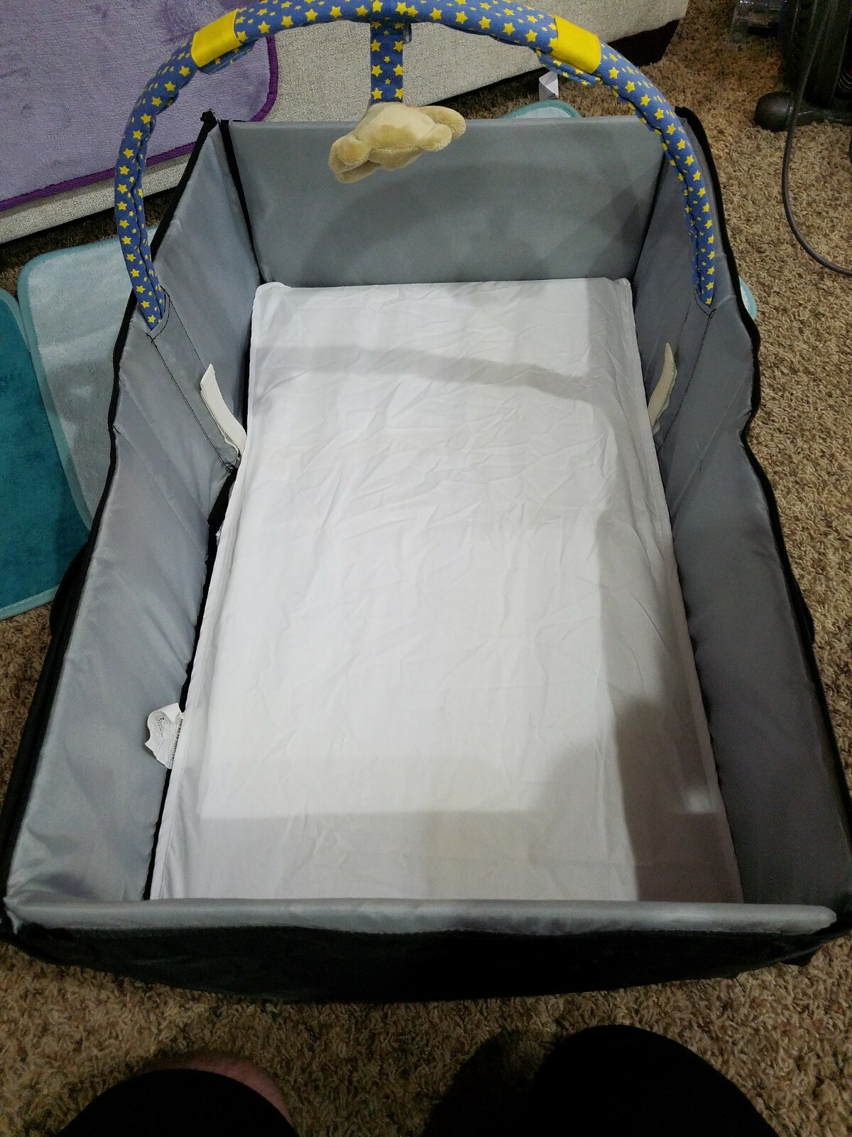 Eddie Bauer Baby Infant Travel Bed Fold Go Diaper Bag Stroller Shade