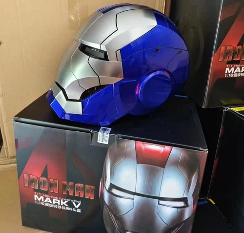 AUTOKING 1:1 Wearable JARVIS Voice Control Cosplay Iron Man MK5 Helmet Mask Gift - Foto 34 di 50