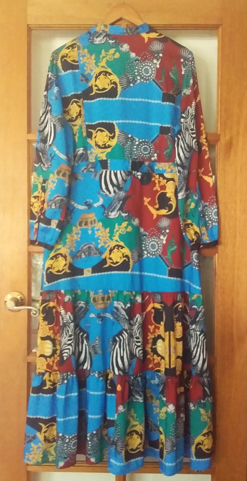 TRELISE COOPER Cooper Long Way To Love Multi Print Maxi Shirt Dress Size L 14 eBay