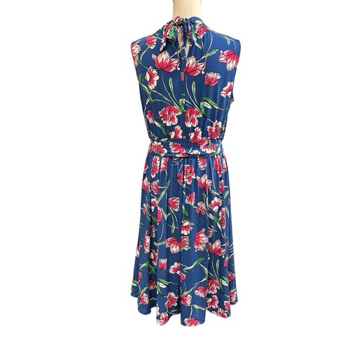 Vestido Leota Mindy Para Mujer M Azul Salvaje Tulipán Floral Jersey Tejido Midi Sin Mangas - Imagen 3 de 12