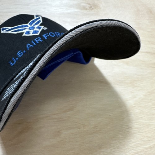 USAF Hat Cap US Air Force Logo Black Low Profile Adjustable Blue USA Military - Picture 11 of 12