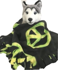 DOG SIZE FLEECE BLANKETS, Pet Blanket Travel Throw Cover, GREEN GLOBAL PEACE