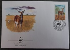 1987 Zambia World Wildlife Fund FDC 10K Stamp cd Ndola