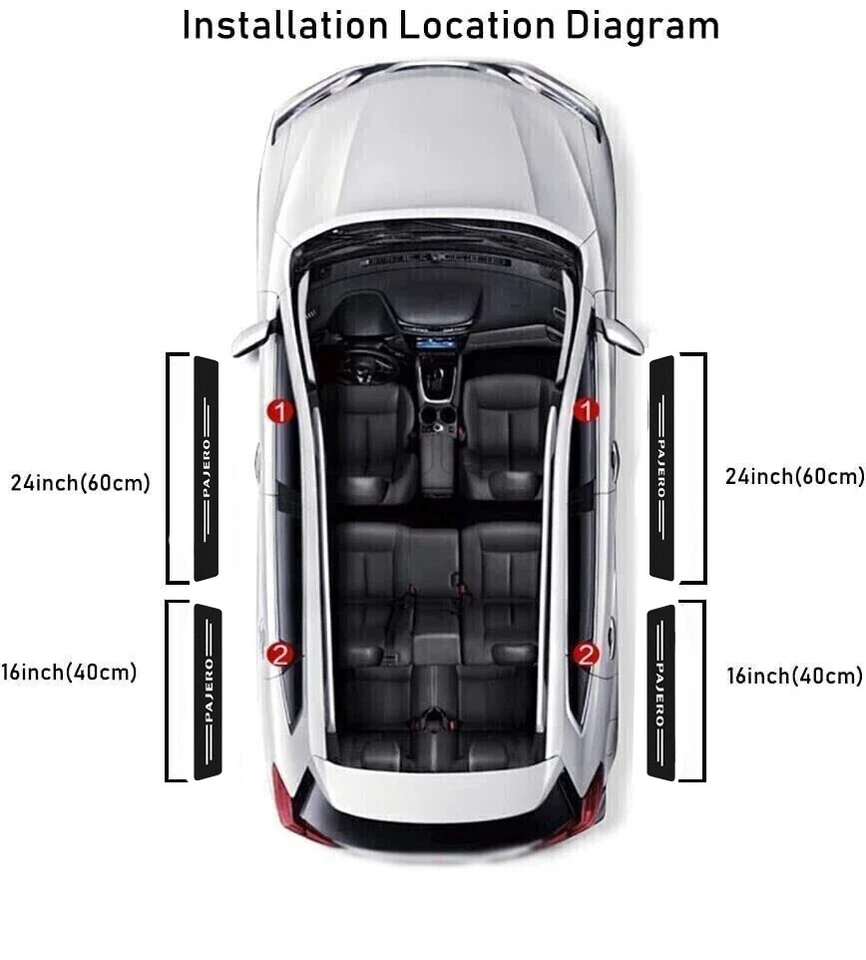 4pcs For Mitsubishi Pajero Accessories Door Sill Plate Protector Cover Stickers - image 4 of 4