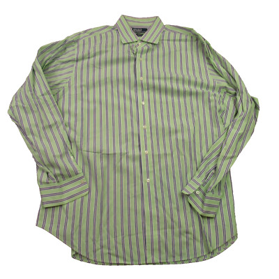 Ralph Lauren Shirt Mens 17.5-35 Long Sleeve Button Up Regent Stripes Classic Fit