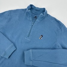 Disney Parks 1/4 Zip Mock Neck Pullover Sweatshirt Long Sleeve Size S Blue