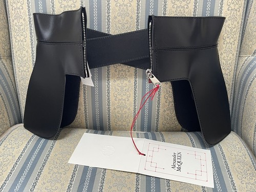 NWT $1590 Alexander McQueen Black Leather Peplum Corset Stunning Waist Belt 40 - Picture 4 of 9