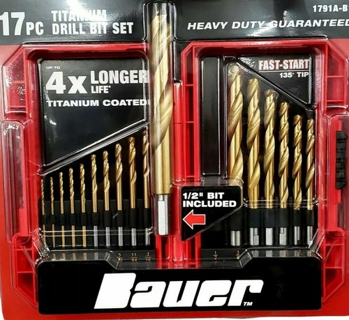 17 Pc Titanium Drill Bit Set /Bauer 