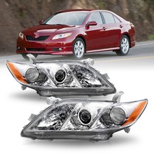 For 2007 2008 2009 Toyota Camry Chrome Amber Projector Headlights Leftpassenger