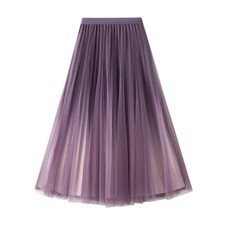 Women's Fairy Tulle Causal Pleated Swing Flowy High Elastic Waist Long Skirts