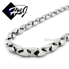 18"-40"MEN Stainless Steel HEAVY 8mm Silver Interlock Bones Link Chain Necklace