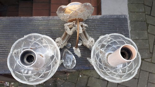 24cm ur alte messing wand lampe leuchte kristall lüster barock stil - Bild 6 von 7