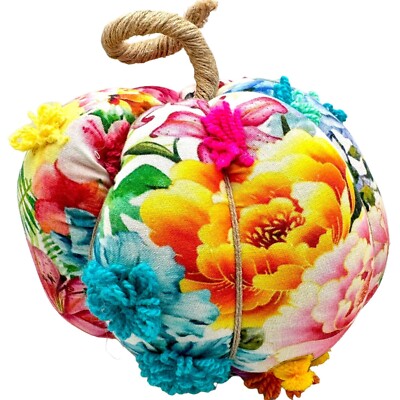 Handmade Centerpiece Fabric Floral Boho Fall Pumpkin Cottagecore Decor Yarn