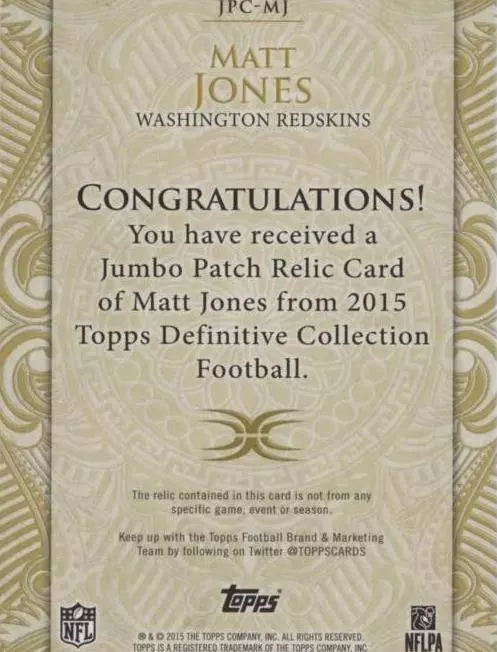 2015 Topps Definitive Collection Matt Jones #JPC-MJ