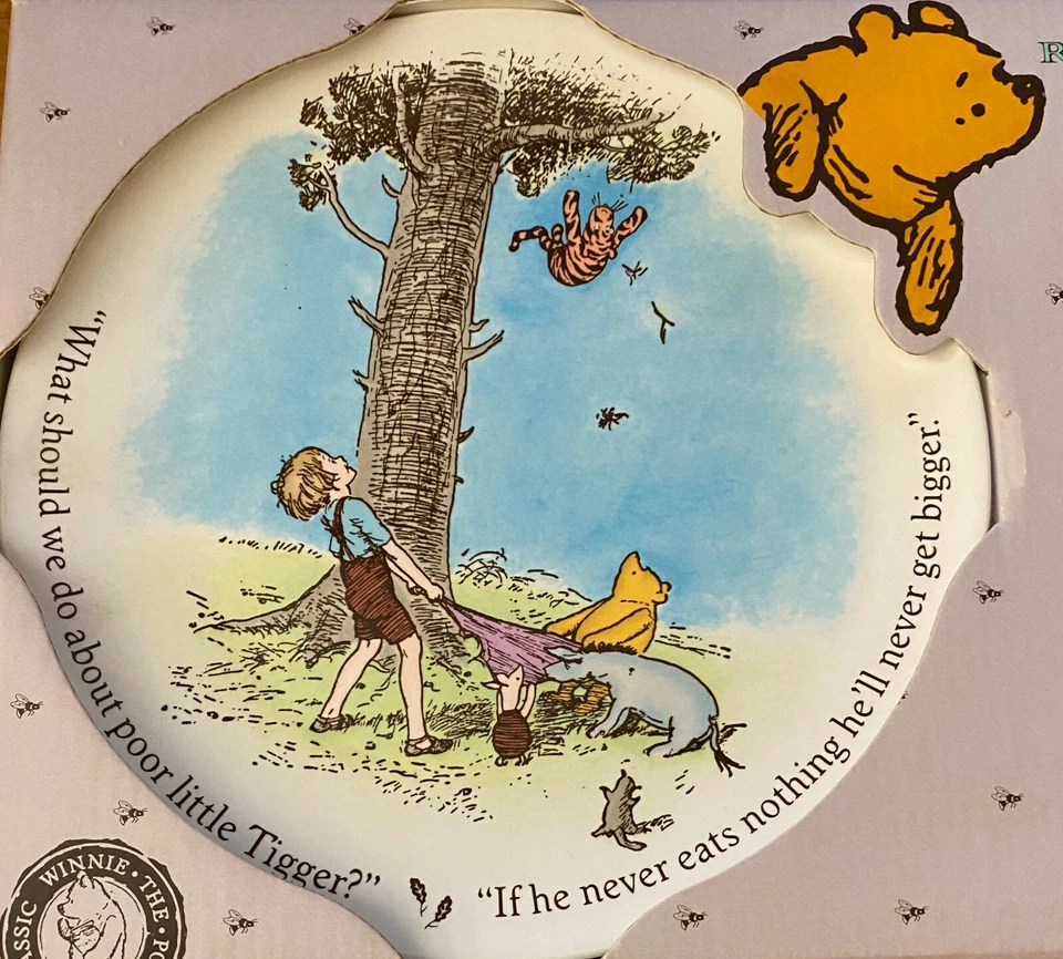 Plato Pooh clásico Reed & Barton para bebé - Tenedor y cuchara de acero inoxidable Foto 2 de 4