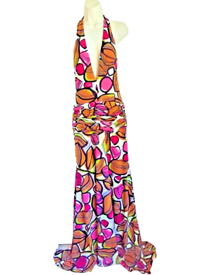 SHERRI HILL Dress 4 Evening Party Maxi Strappy Back Draped Drop Waist  Geometric | eBay