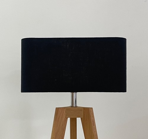 Pantalla de lámpara negra texturizada 100% lino cepillado oro redondeado tono de luz rectangular - Imagen 12 de 19
