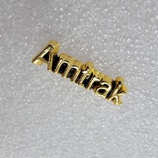 Amtrak Gold Tone Lapel Hat Pin Tie Tack Spelled Out Logo Vintage