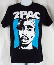 Mens New Tupac Shakur 2PAC Rapper Black Blue T-Shirt Size S M L XL 2XL