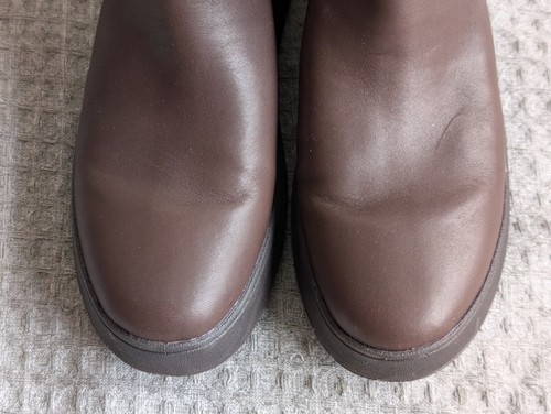 Fit Flop Boots Women 7 Brown F-Mode Leather Flatform Chelsea Pull On FitFlop NEW - Picture 2 of 9
